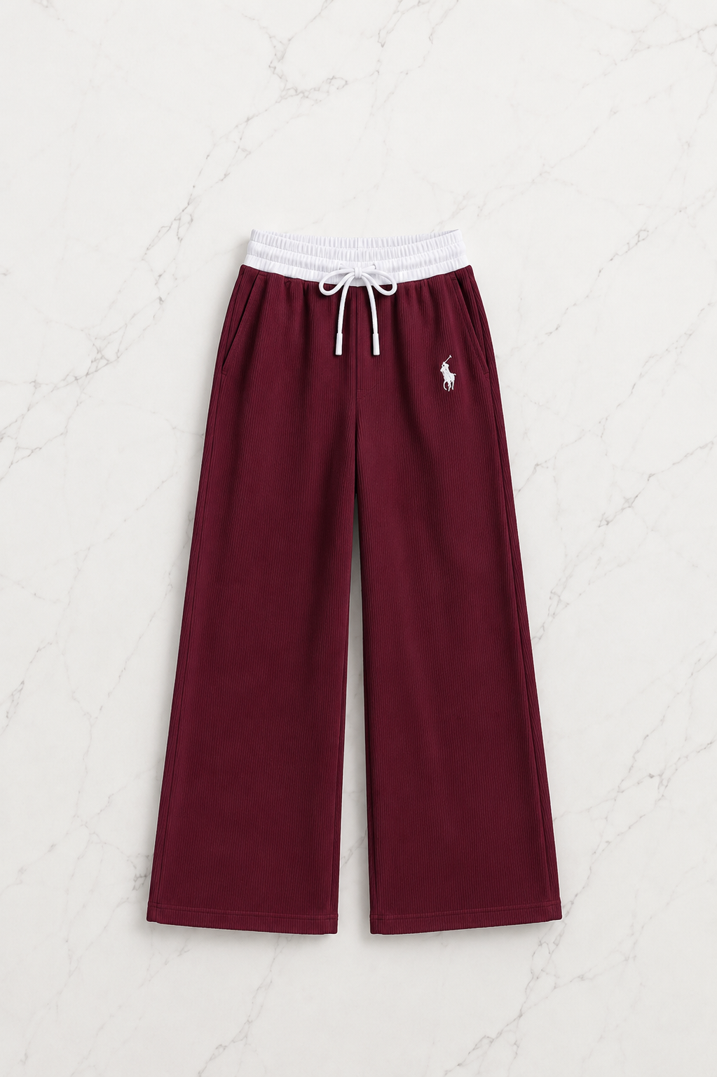Bordo Polo Yaka Fitilli Likralı Premium Eşofman Takımı