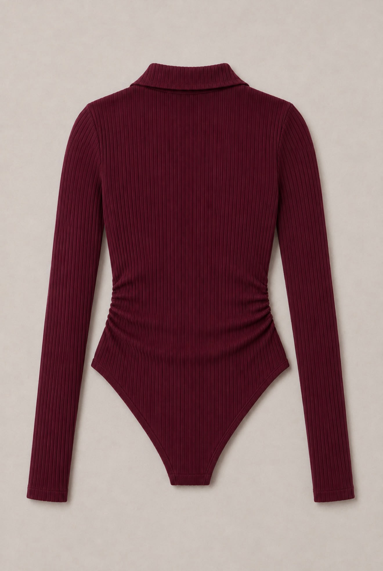 Bordo Steed Polo Yaka Parmak Geçirme Detaylı Bluz