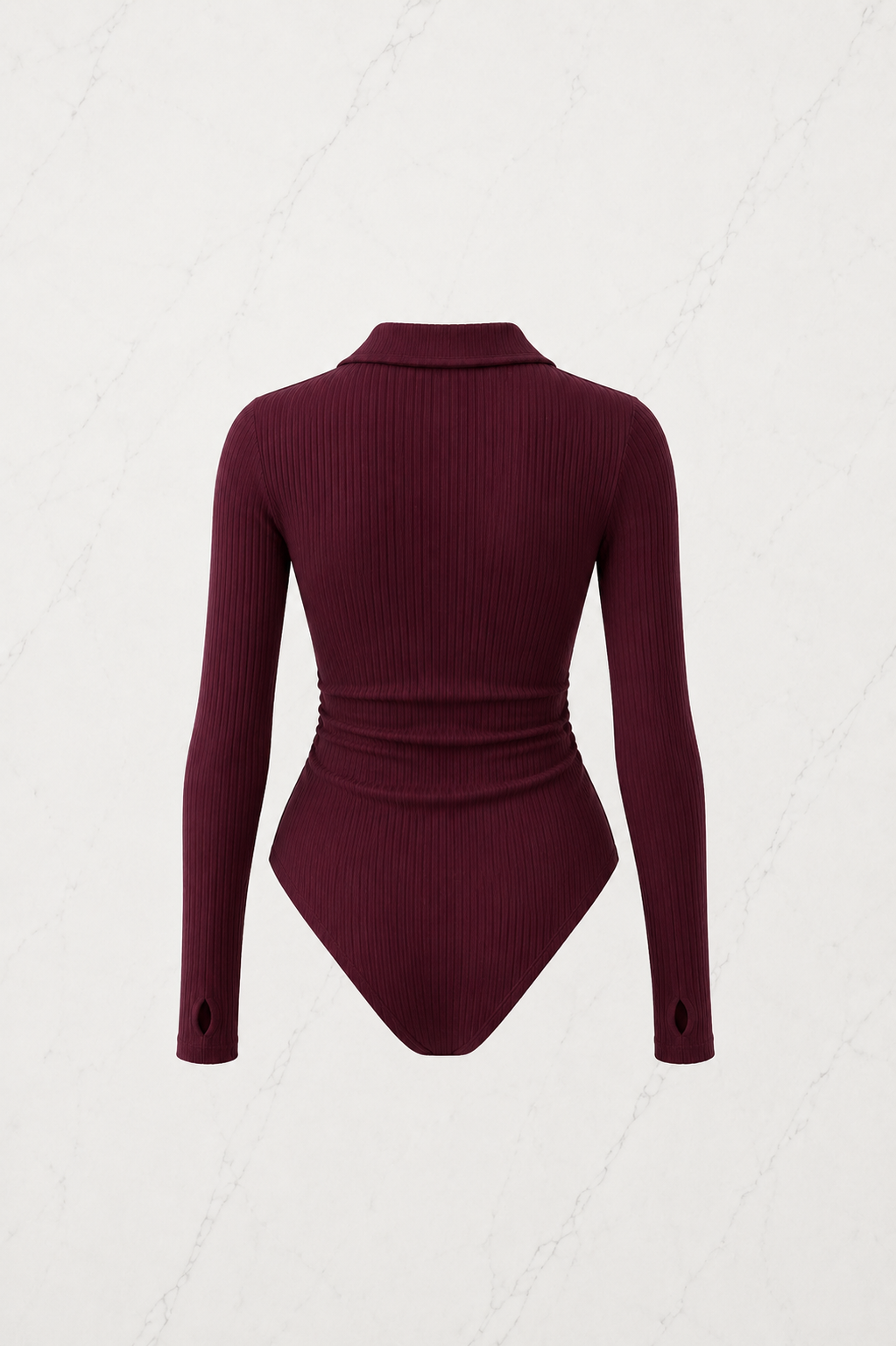 Bordo Steed Polo Yaka Parmak Geçirme Detaylı Bluz