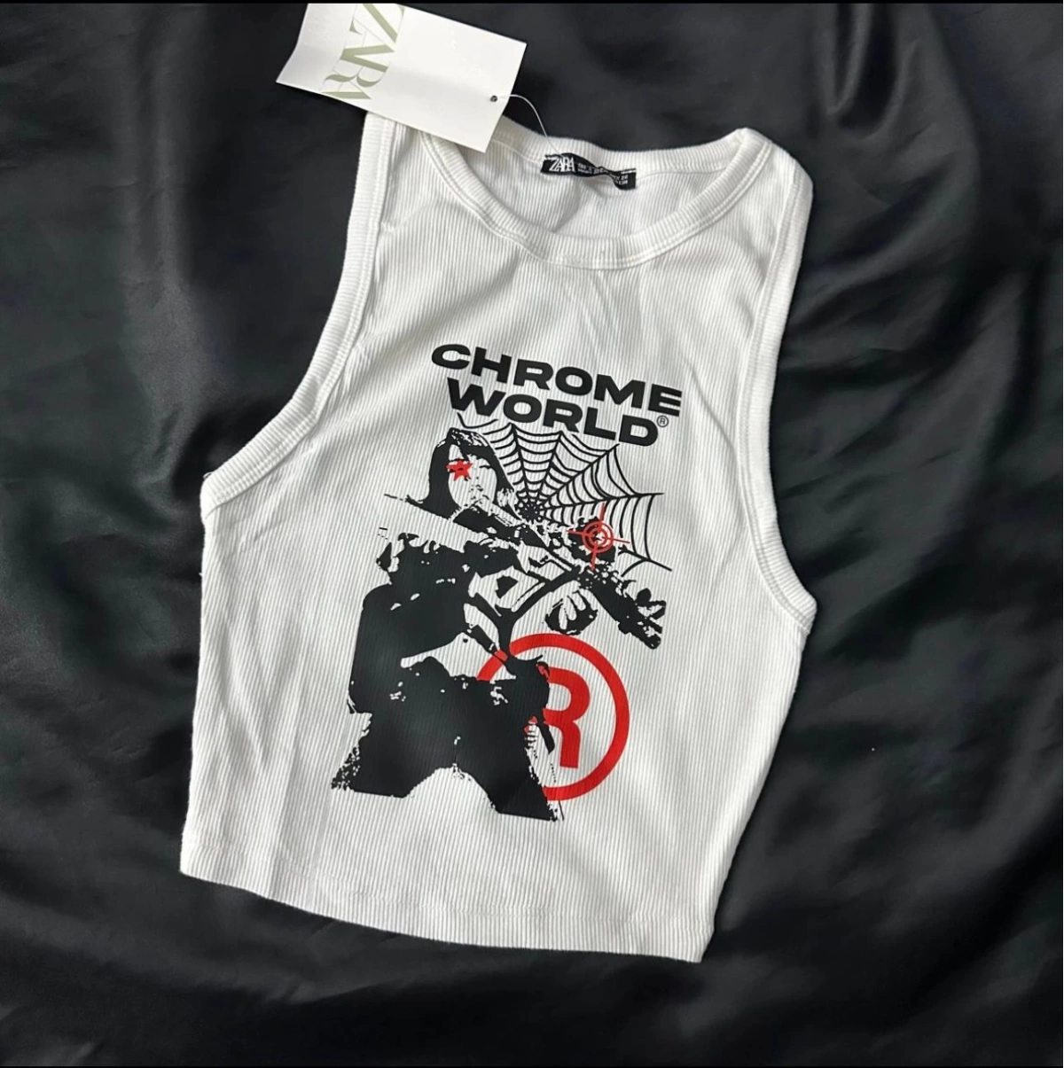 Chrome World Detail Crop Tank