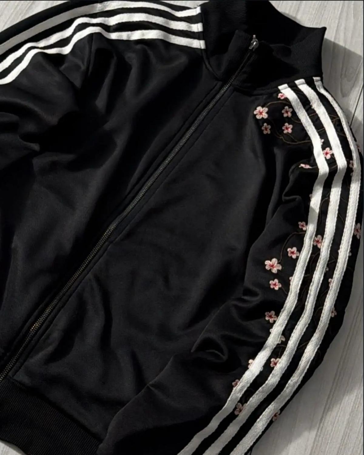 Çizgili Flower Siyah Oversize Unisex Ceket