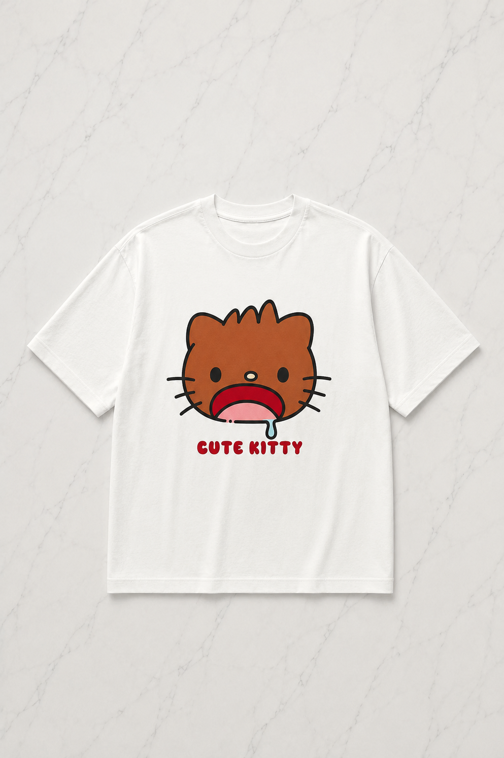 (Erkek) Cute Kitty Oversize Unisex T-shirt
