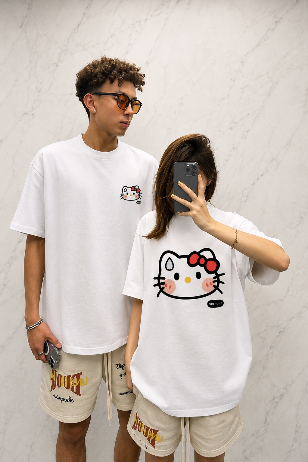 (Erkek) Şaşkın Kitty Oversize Unisex T-shirt