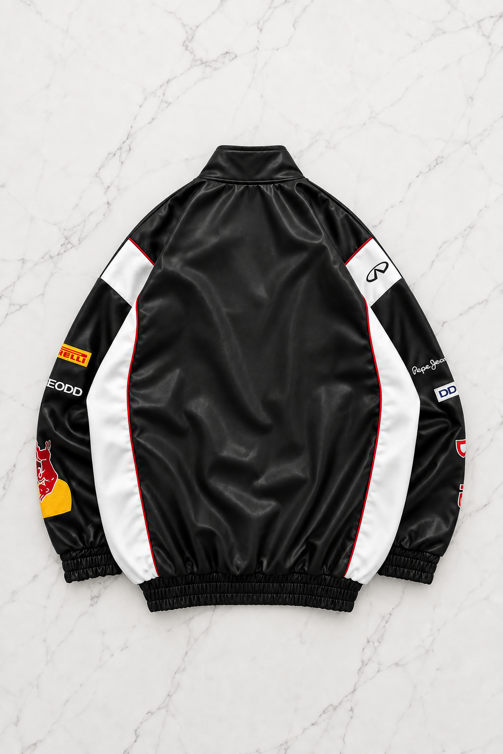 F1 Redbull Siyah/Beyaz Deri Unisex Ceket