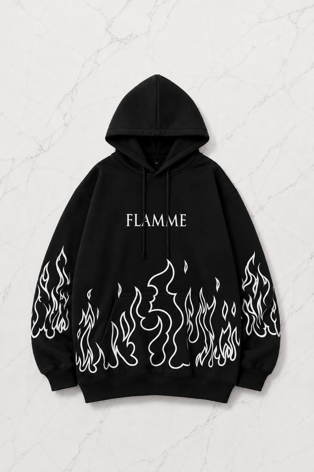 Flame Detail Oversize Unisex Sweatshirt