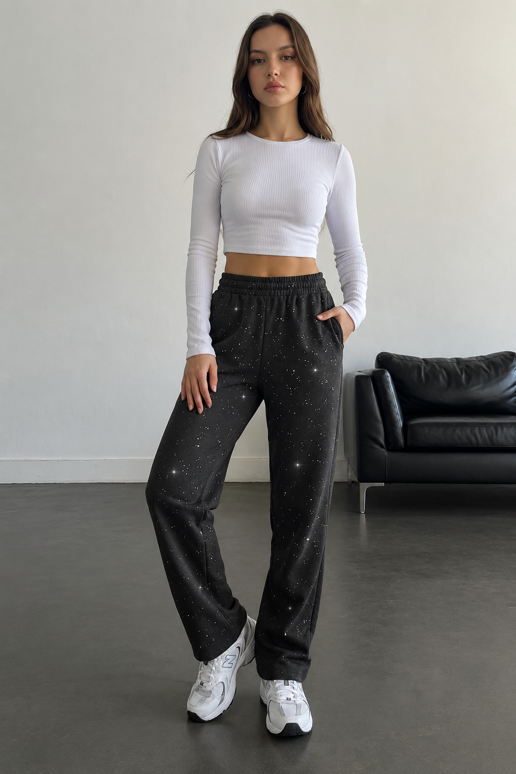 Glow Simli Baggy Unisex Eşofman Altı