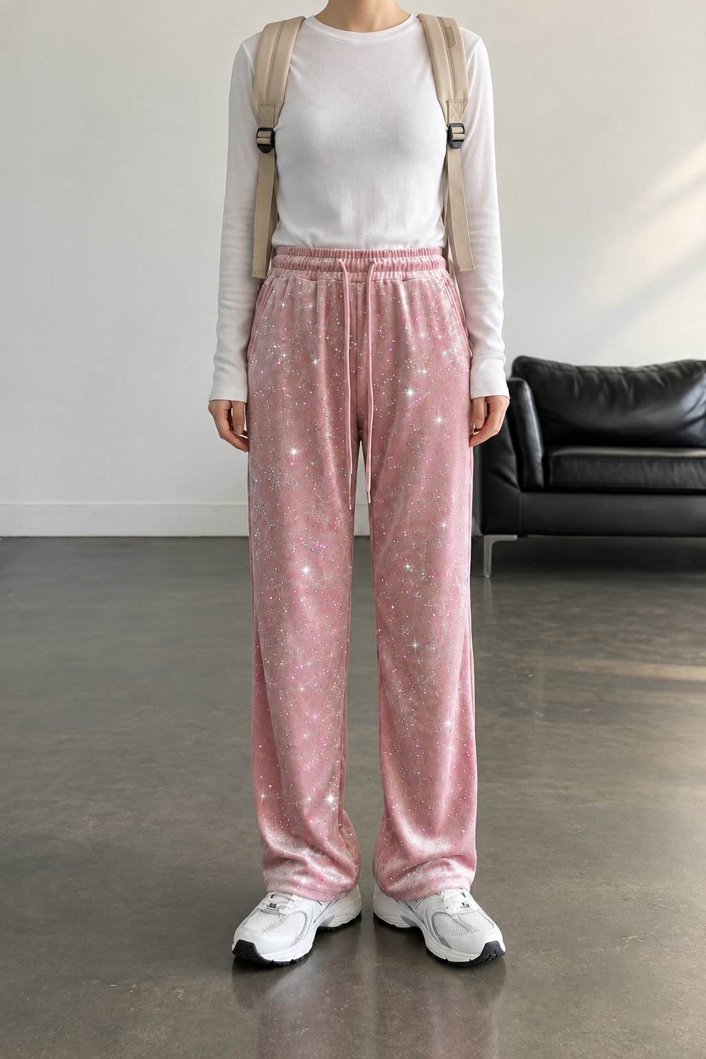 Glow Simli Baggy Unisex Eşofman Altı