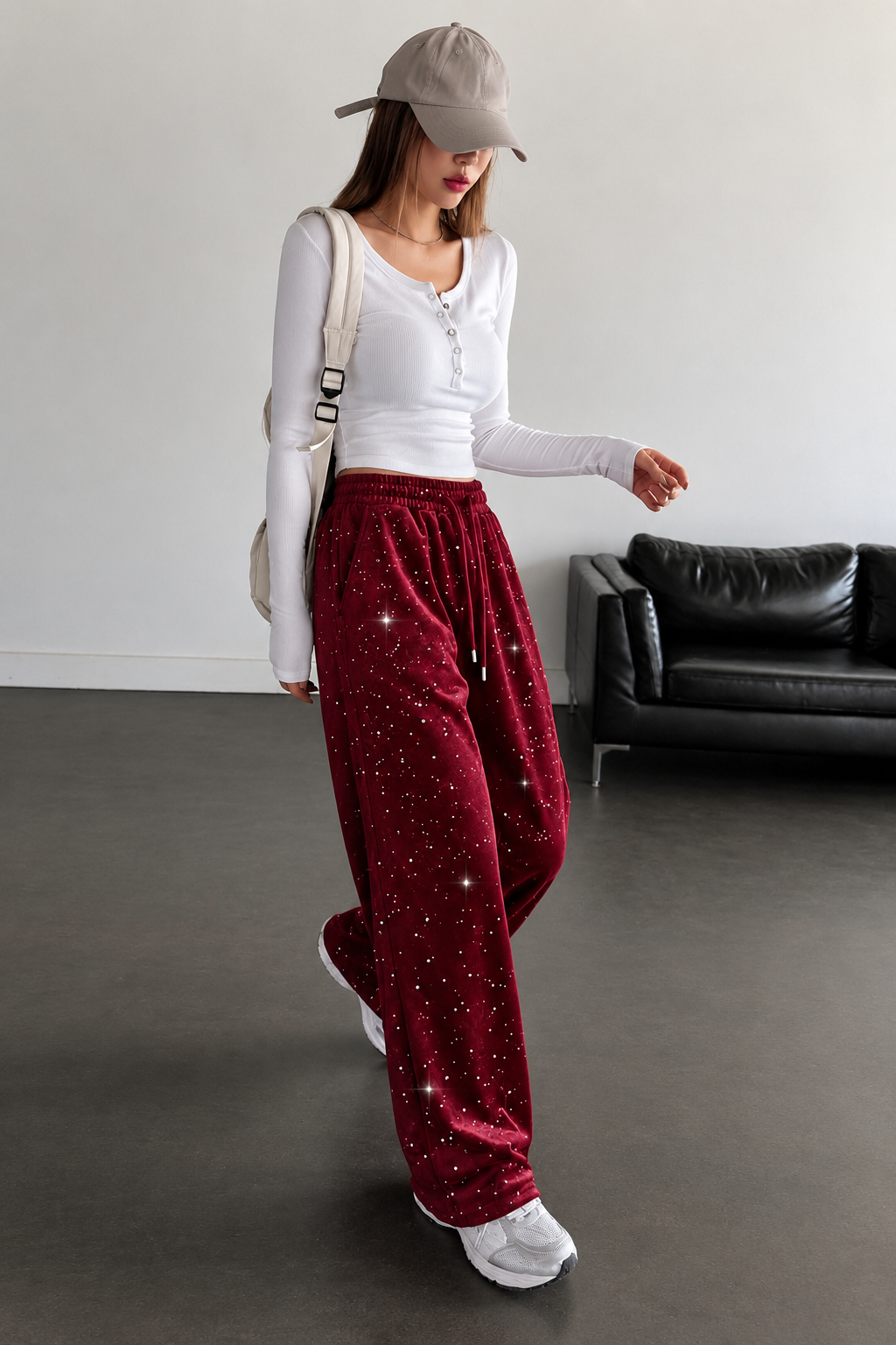 Glow Simli Baggy Unisex Eşofman Altı