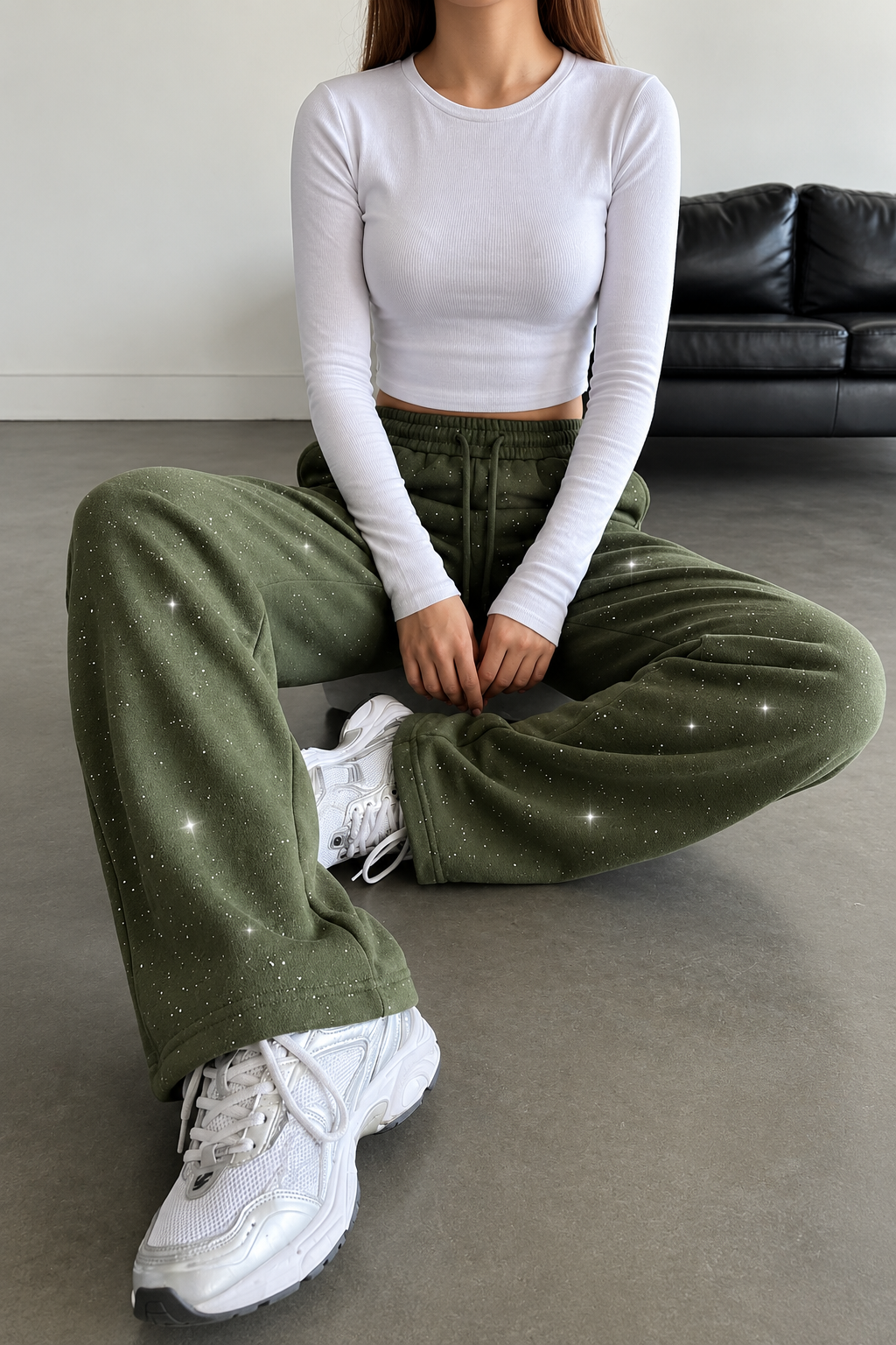 Glow Simli Baggy Unisex Eşofman Altı