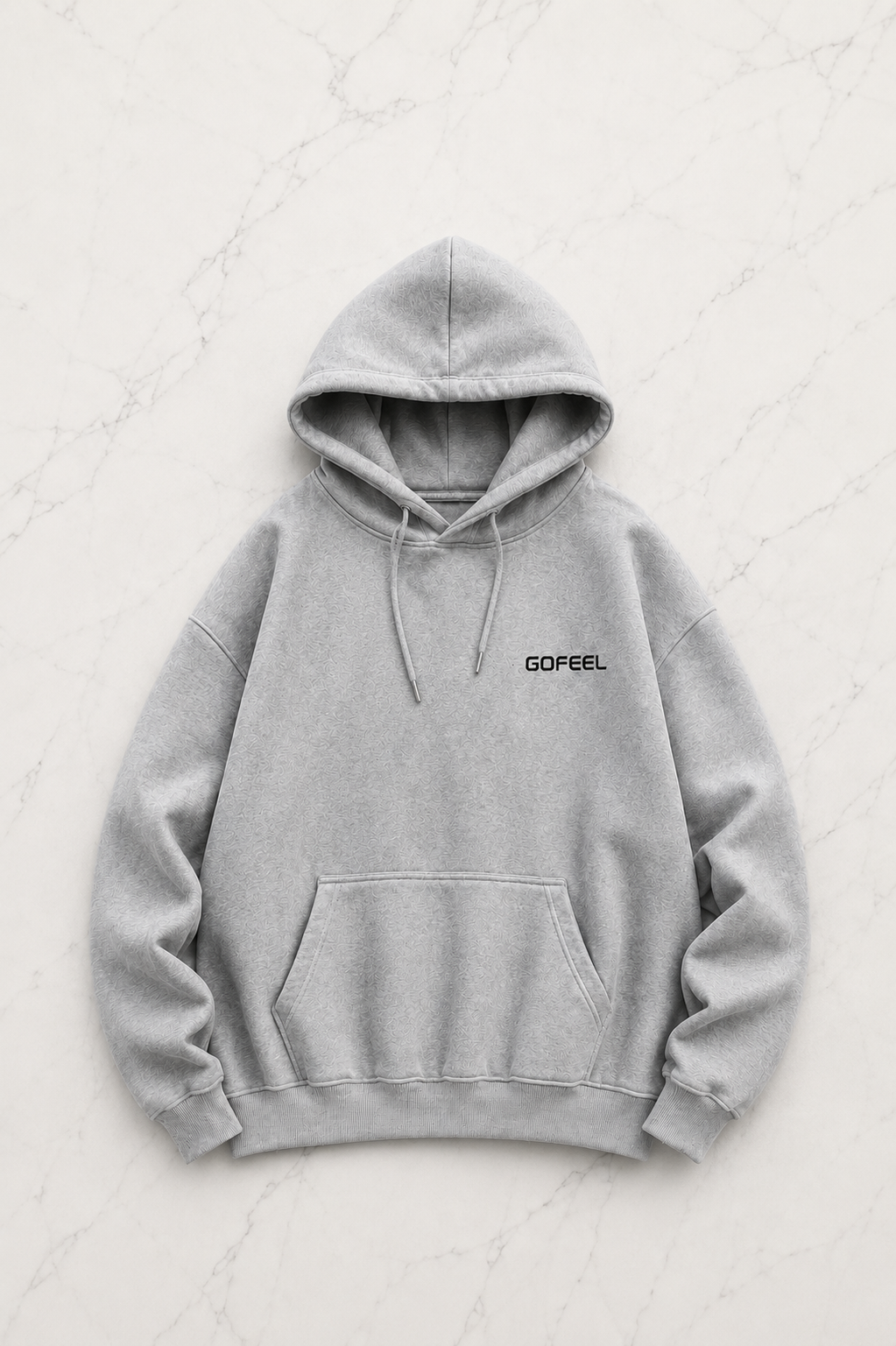 Gofeel Baskılı Premium Oversize Gri Unisex Hoodie