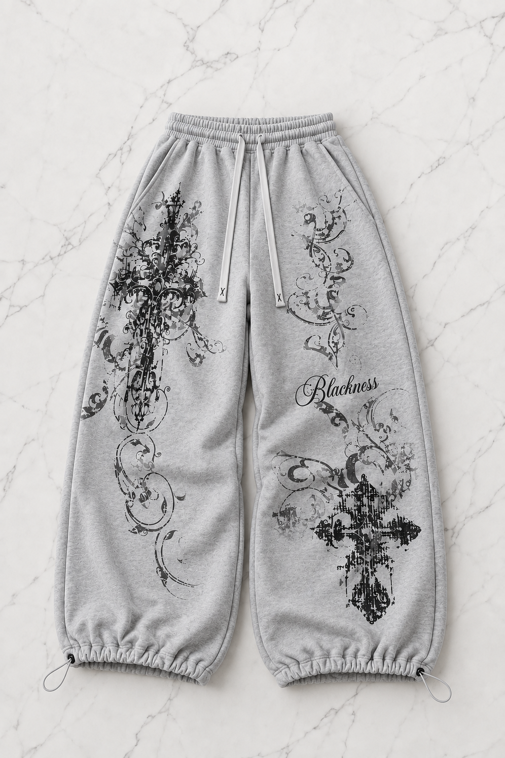 Gothic Rose Detaylı Baggy Unisex Eşofman Altı