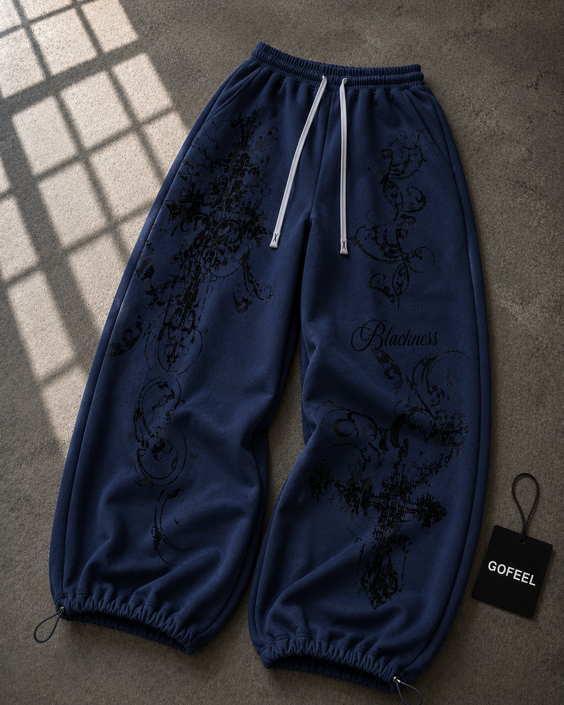 Gothic Rose Detaylı Baggy Unisex Eşofman Altı