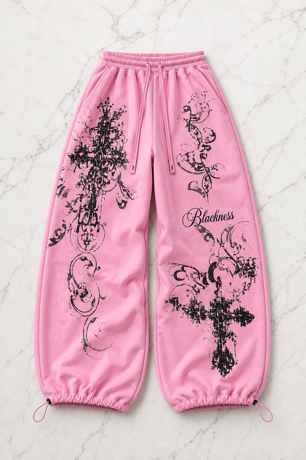 Gothic Rose Detaylı Baggy Unisex Eşofman Altı