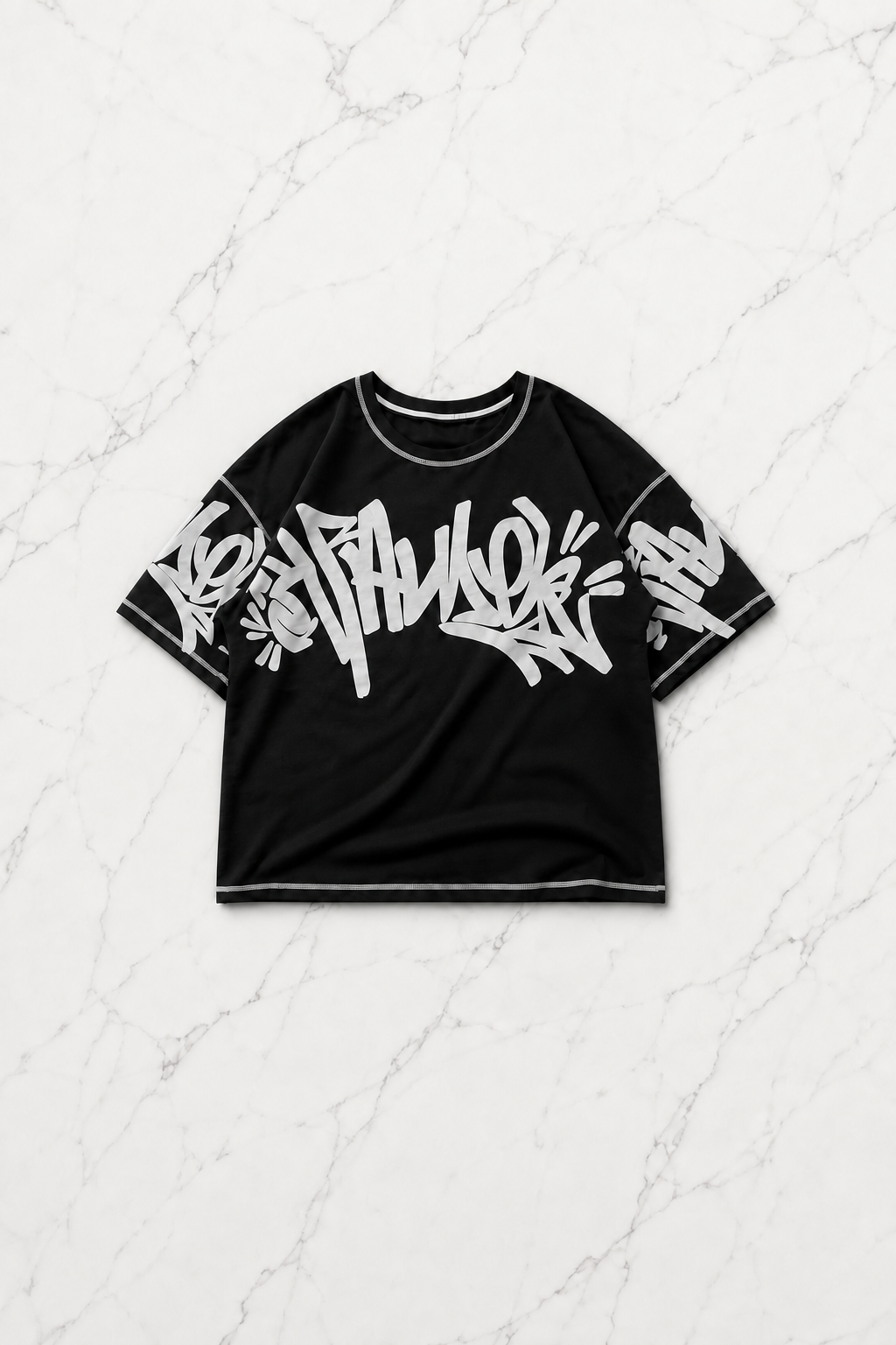 Graffiti Siyah Unisex T-shirt & Şort Takım