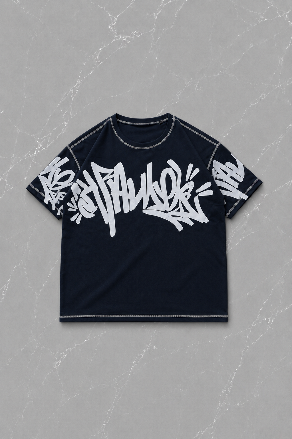 Graffiti Tag Midnight Navy T-shirt & Şort Takım
