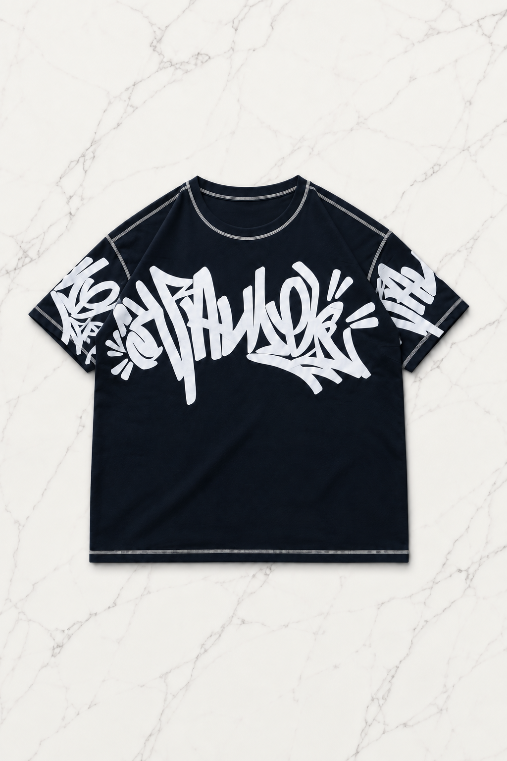 Graffiti Tag Midnight Navy T-shirt & Şort Takım