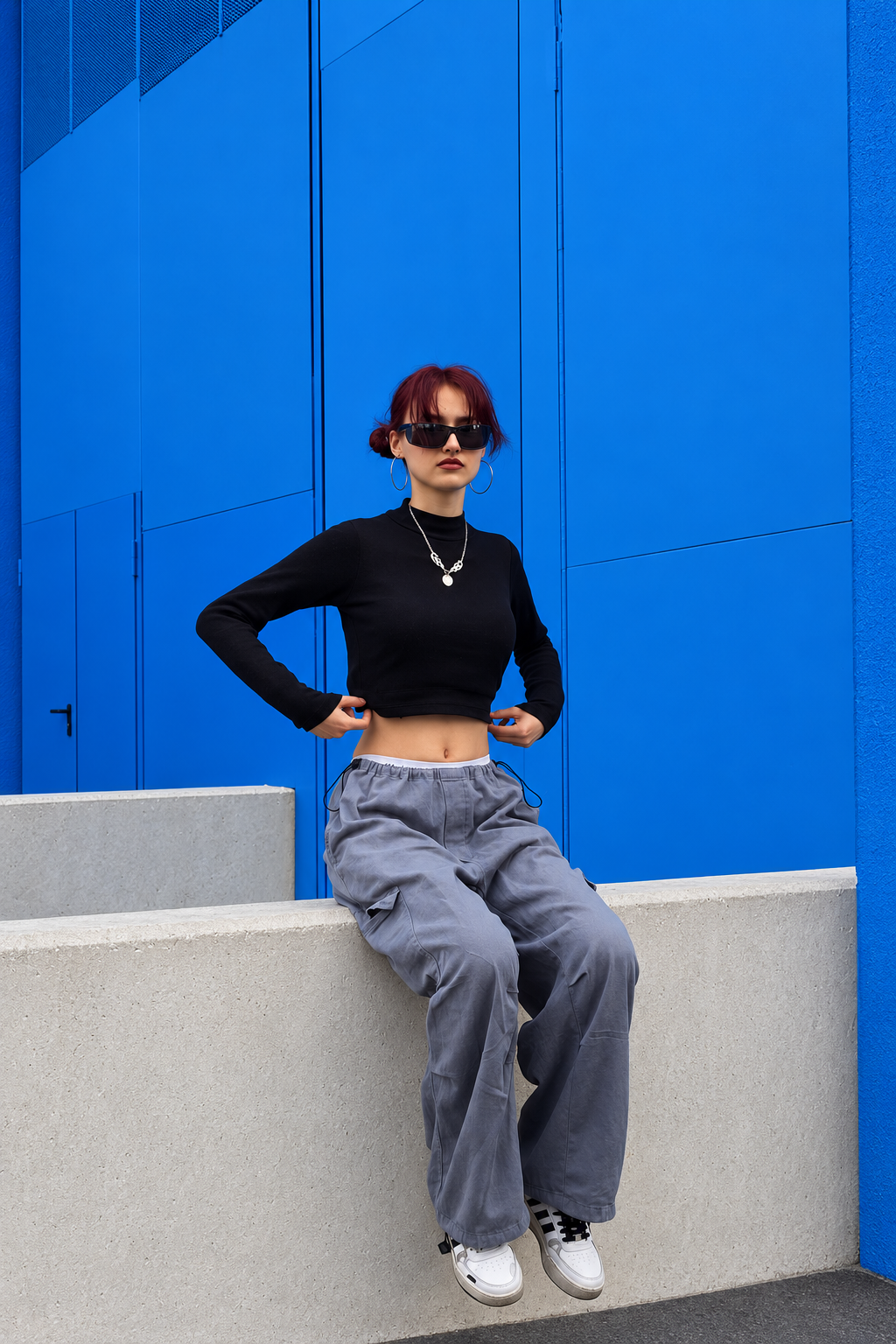 Grey Tactical Kargo Cepli Bel ve Paça Ayarlanabilir  Gabardin Paraşüt Oversize Gri Pantolon