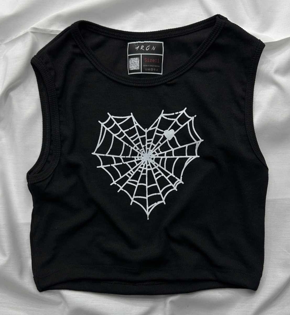 Heart Web Spider Baskılı Crop Tank