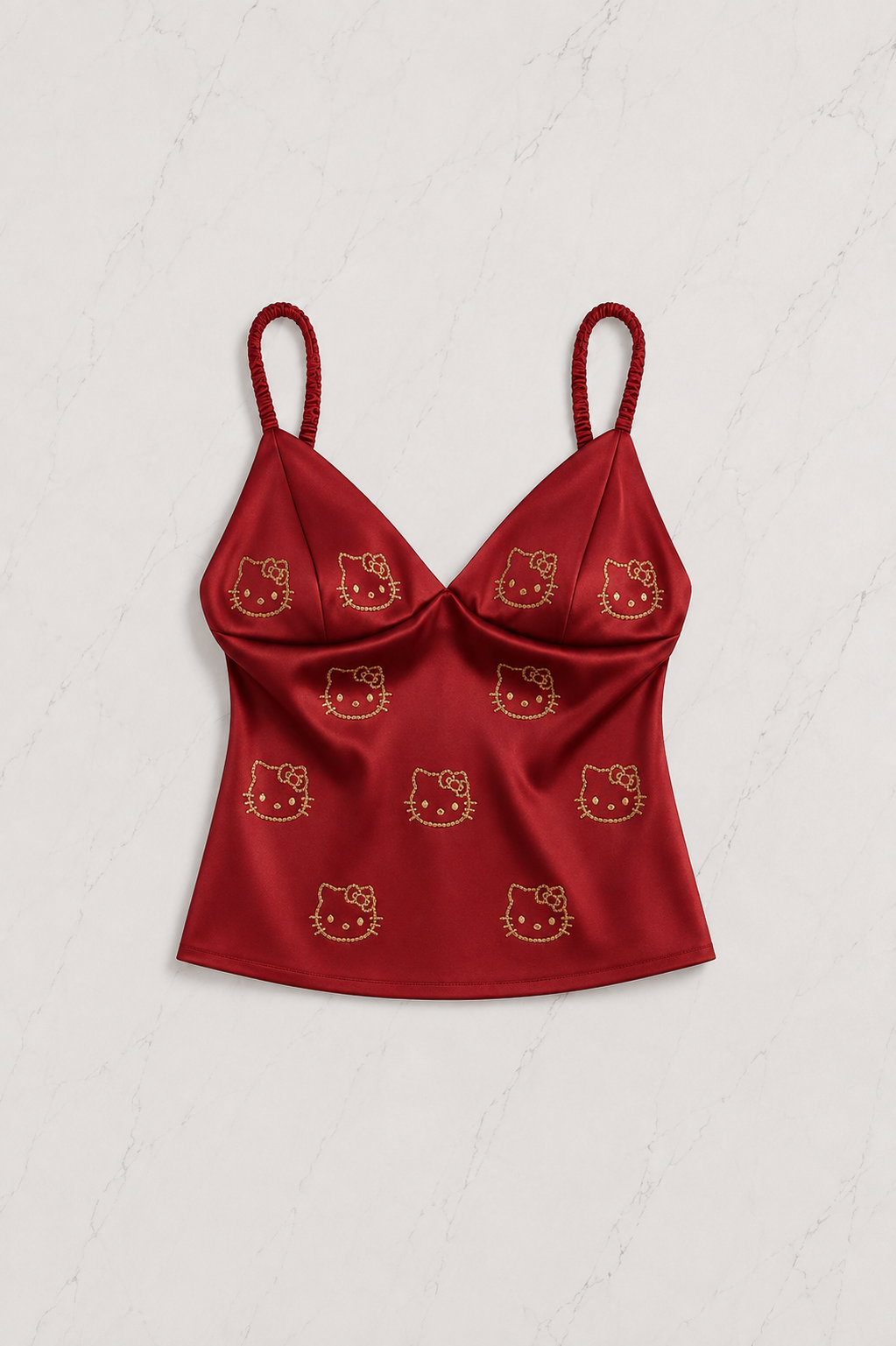 Hello Kitty Taş Detaylı Şık Homewear Pijama Takımı Bordo