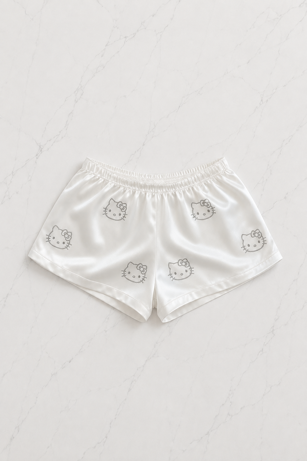 Hello Kitty Taş Detaylı Şık Homewear Pijama Takımı Beyaz