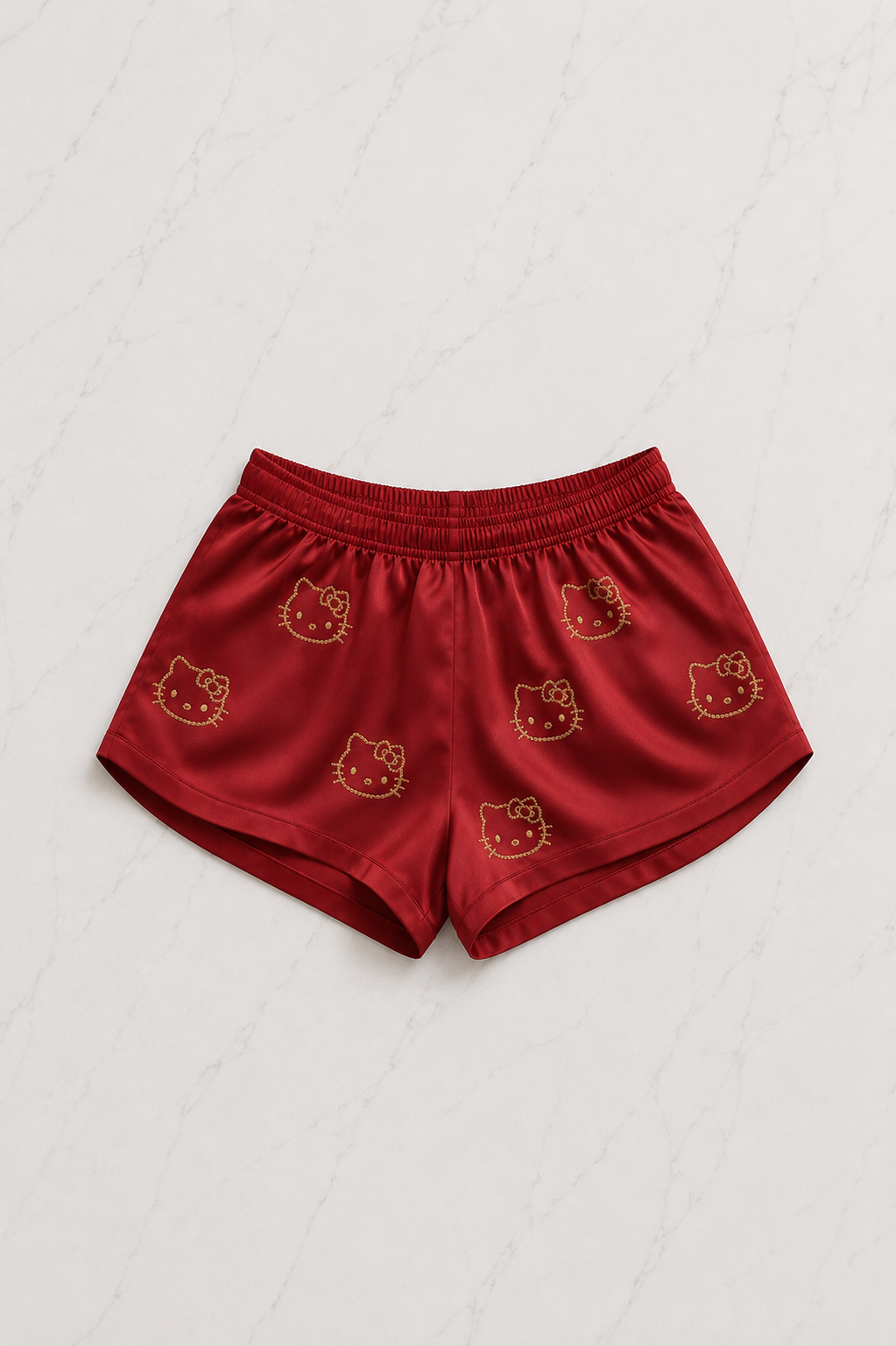 Hello Kitty Taş Detaylı Şık Homewear Pijama Takımı Bordo