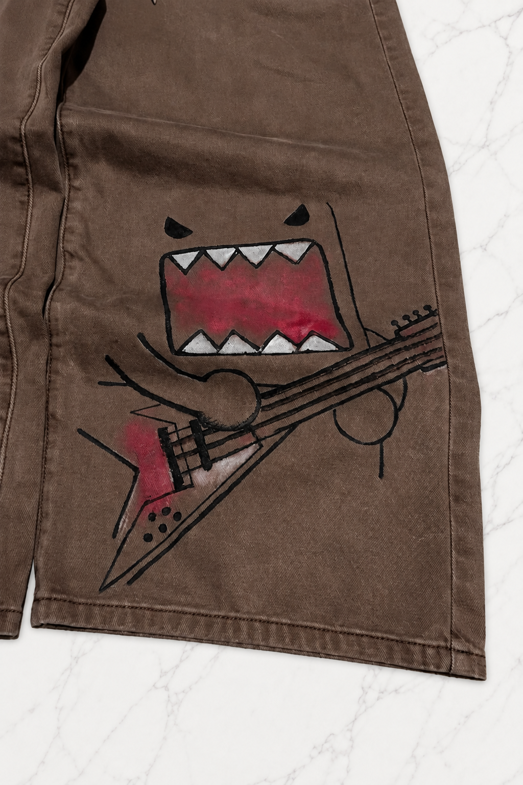 Kahverengi Domo-Kun Y2K Unisex Baggy Pantolon