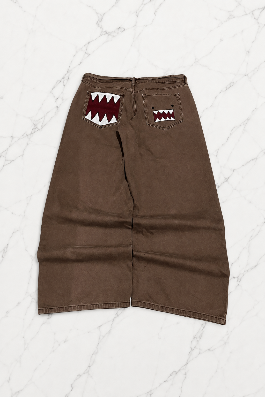Kahverengi Domo-Kun Y2K Unisex Baggy Pantolon