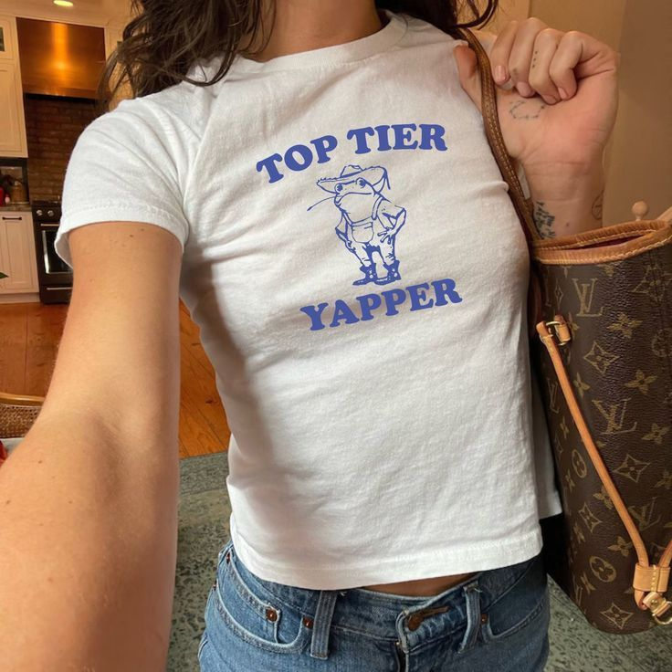 Kemer Boy Top Tıer Yapper Baskılı Crop Bluz
