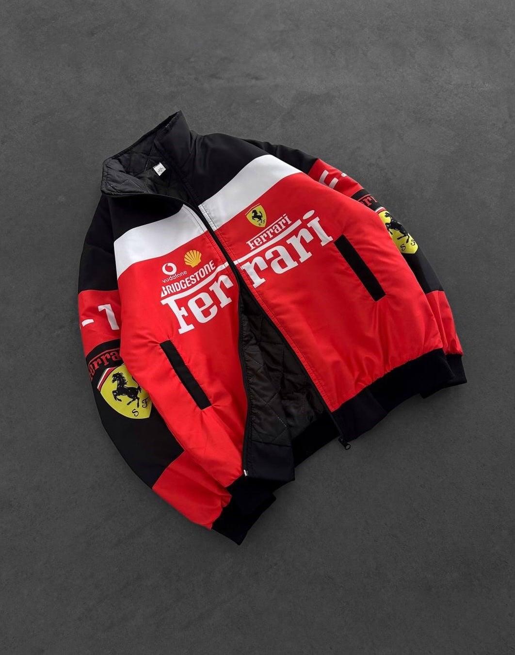 Kırmızı Ferrari Desenli Unisex Bomber Ceket