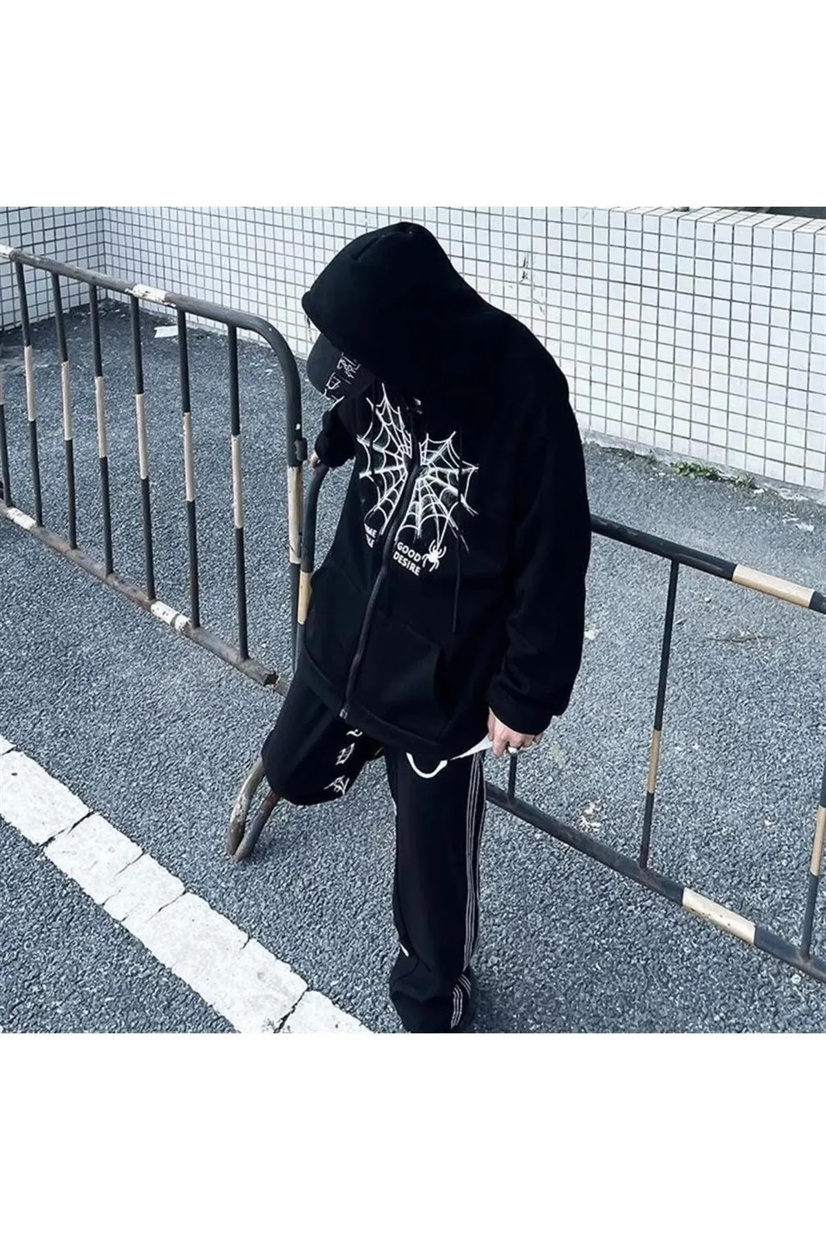 Love Skulls Baskılı Tech Oversize Fermuar Detail Vintage Unisex Hırka