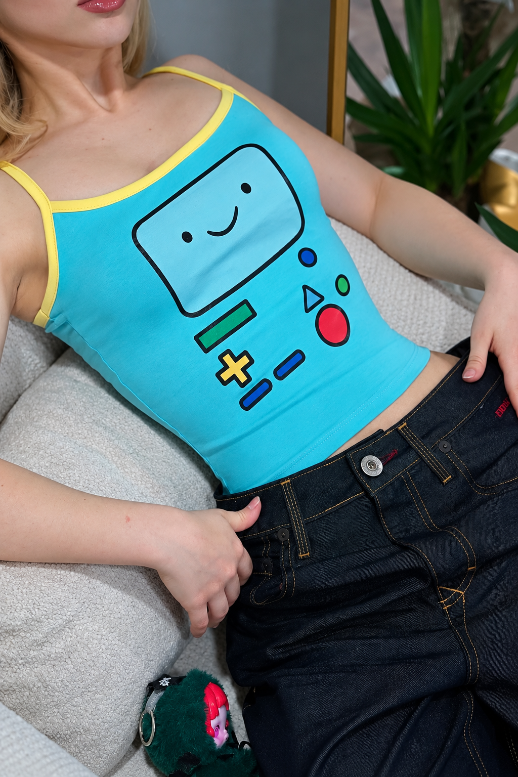 Mavi Adventure Time BMO Y2K Askılı Crop