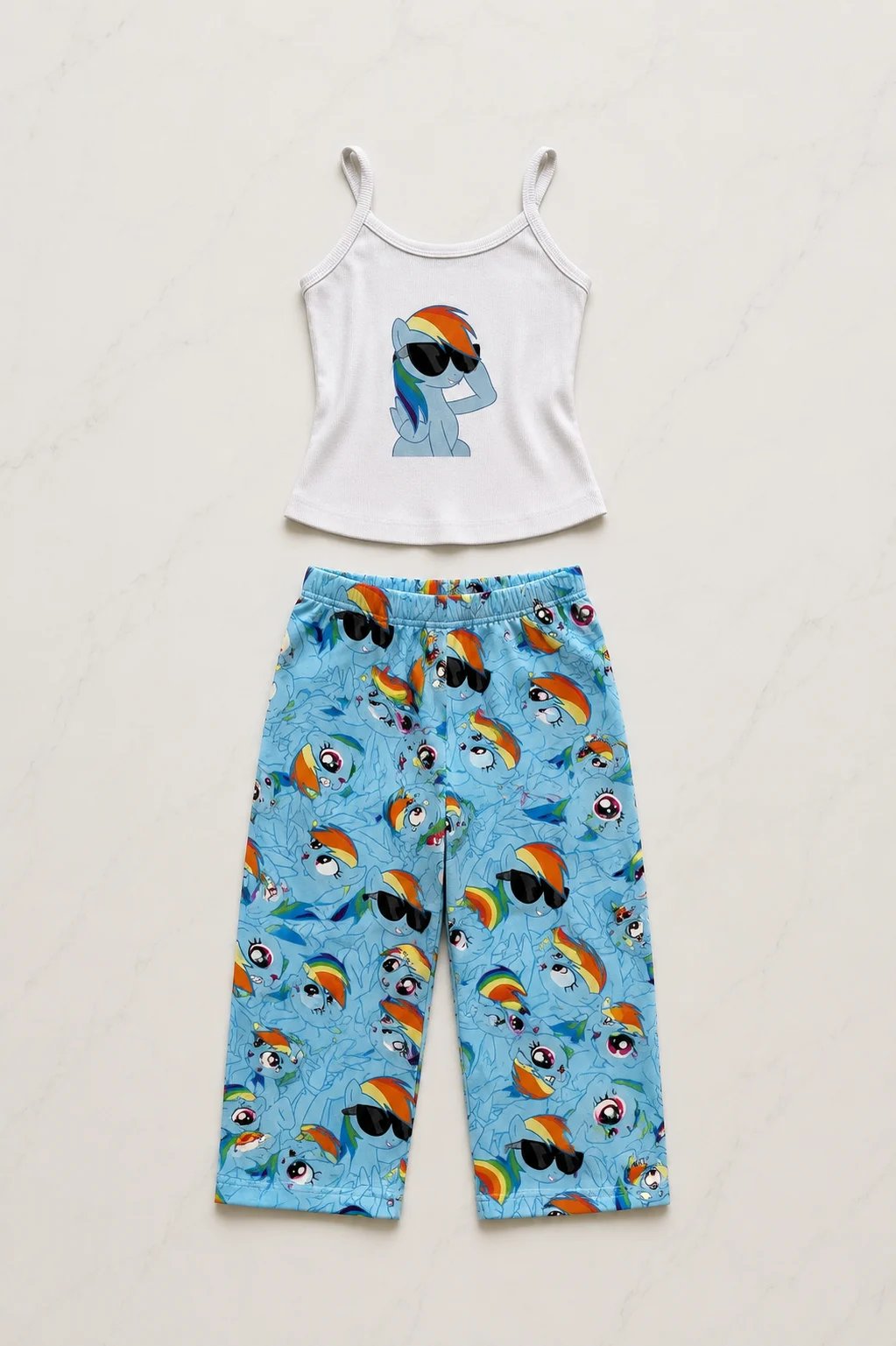 Mavi My Little Pony Rainbow Dash Desenli Şık Alt Üst Takımı