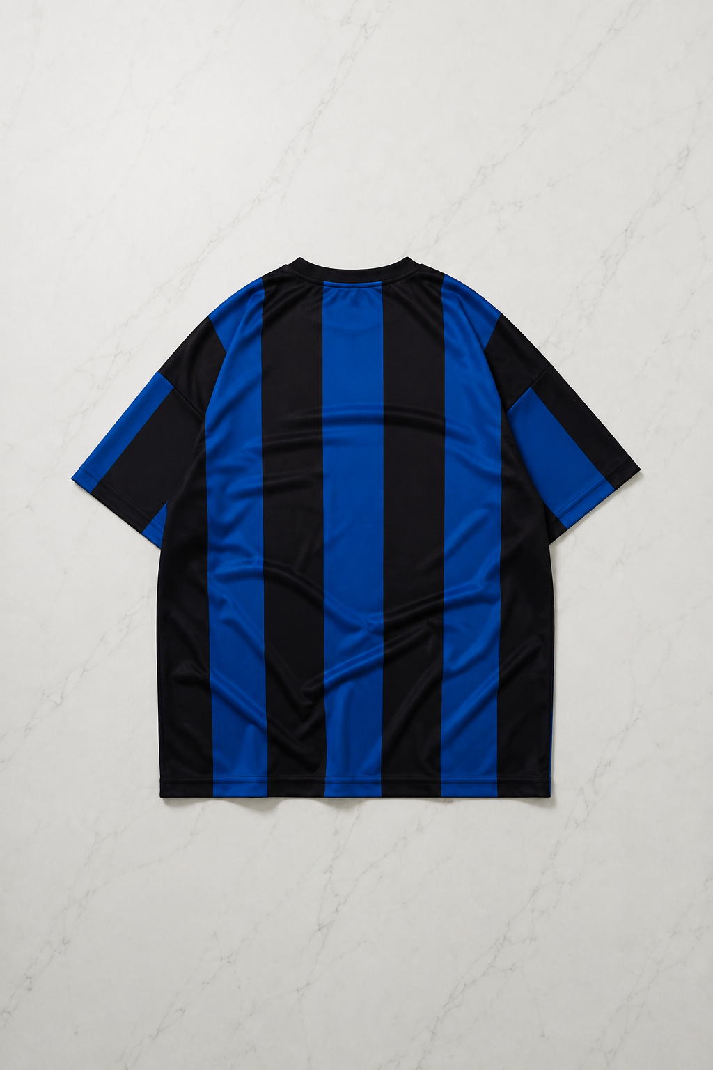 Mavi Siyah Çubuklu Inter Milan Jersey T-Shirt