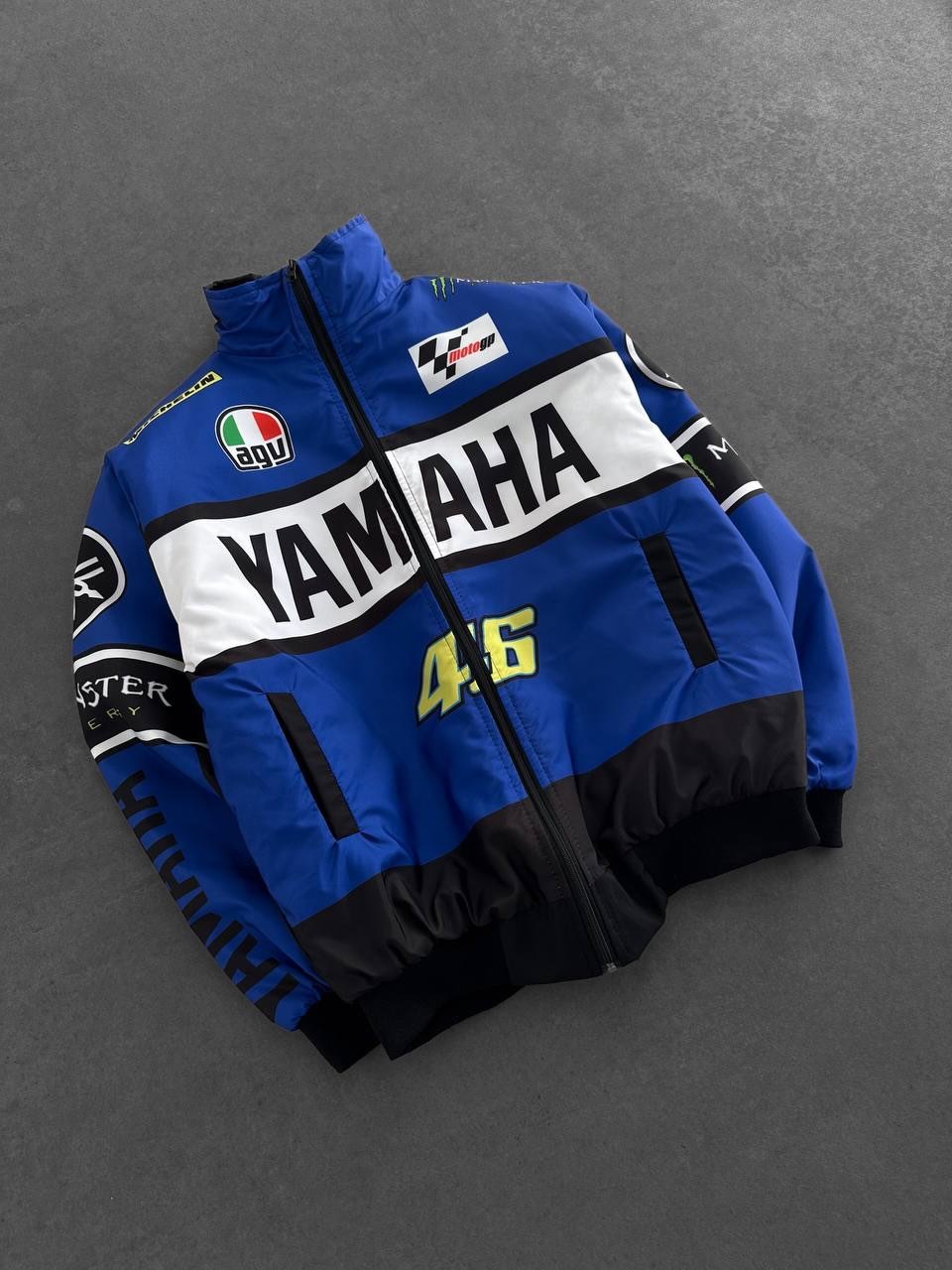 Mavi Yamaha Desenli Unisex Bomber Ceket