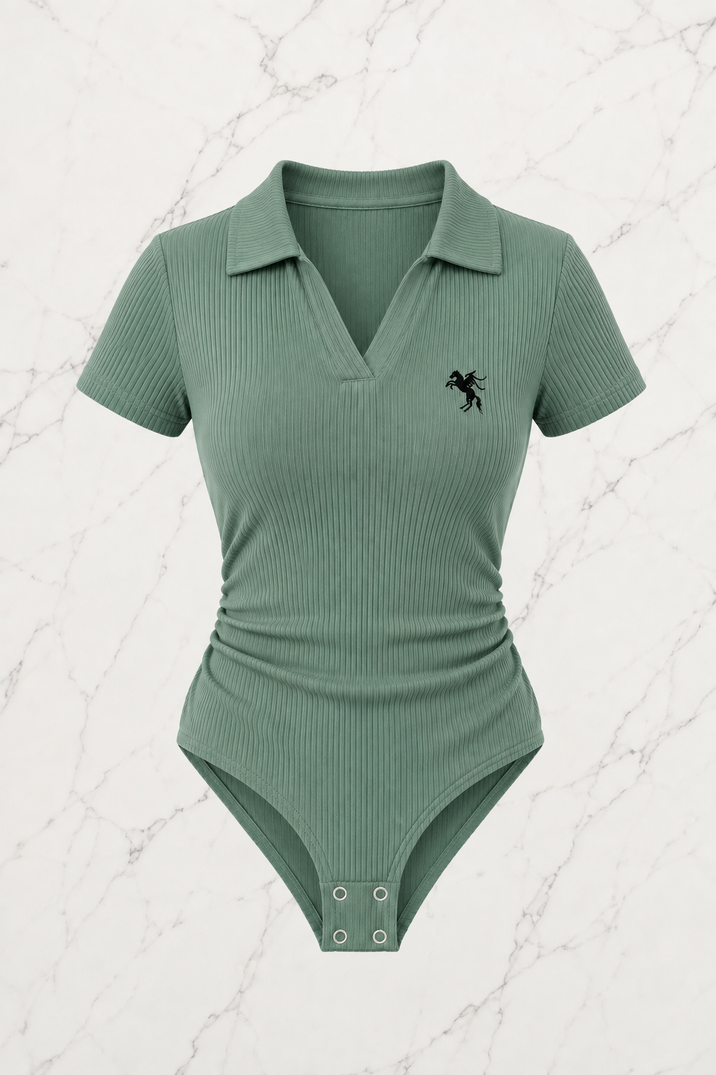 Mint Yeşili Polo Yaka Fitilli Likralı Premium Zıbın