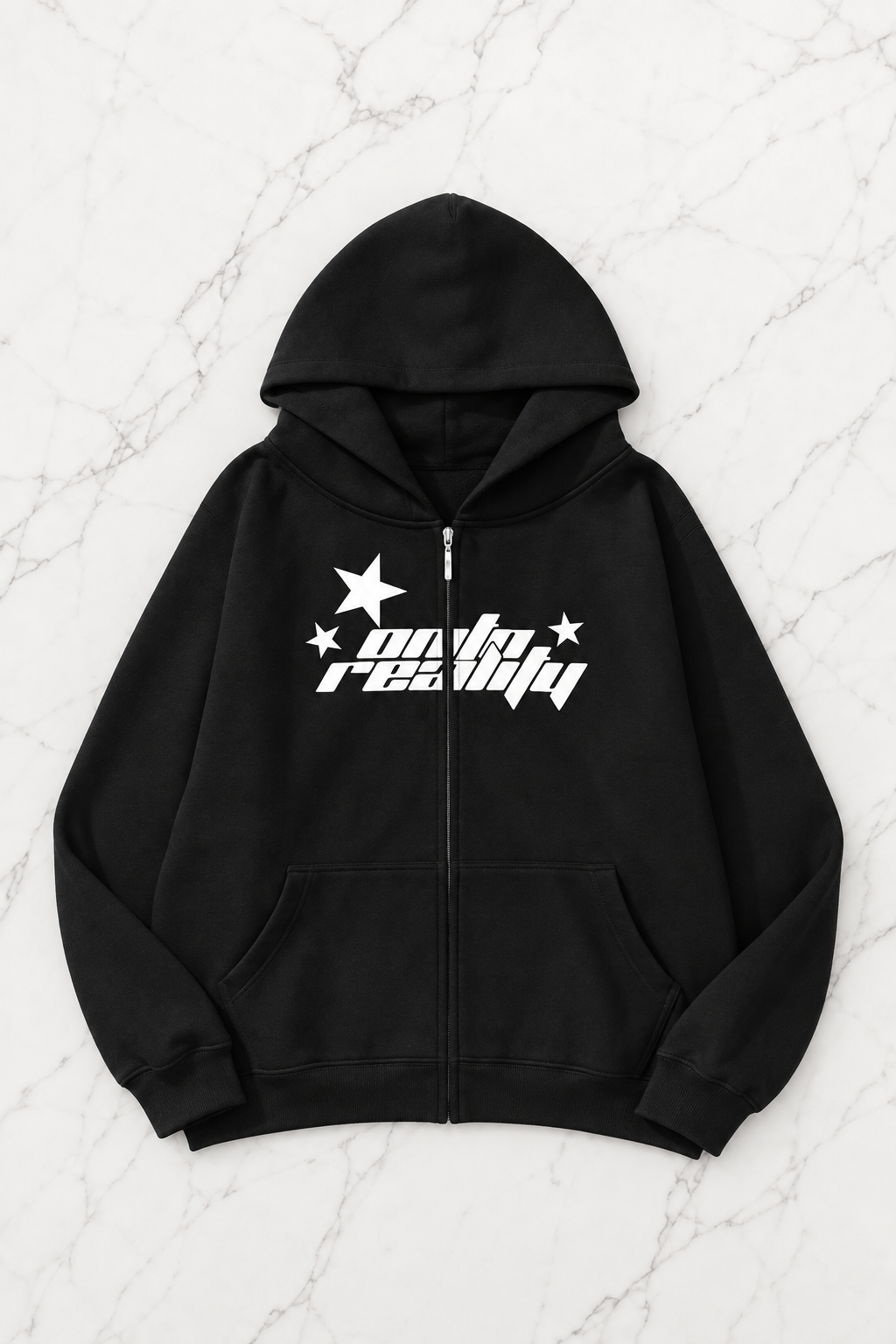 Onto Reality Siyah Kapüşonlu Oversize Unisex Hırka
