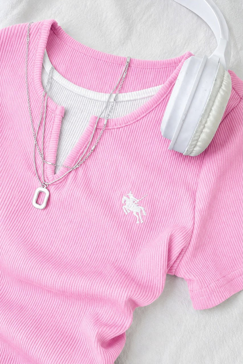 Pembe Chapter Parçalı Büzgülü Bluz
