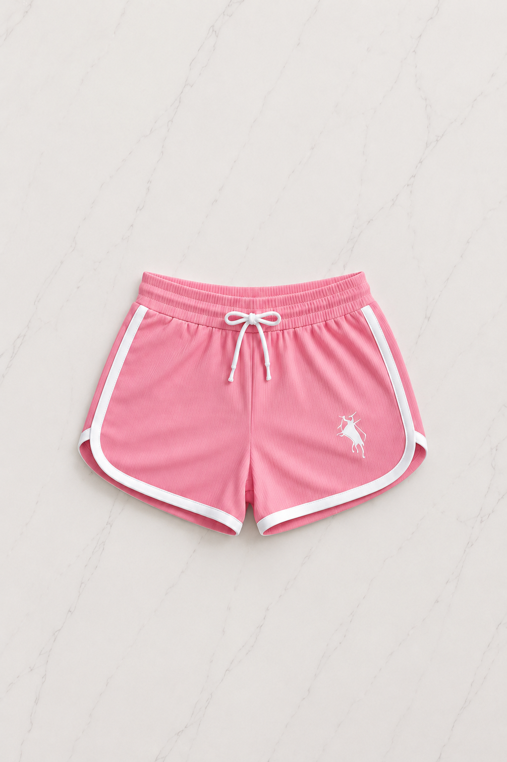 Pembe Fit Polo Yaka Bodysuit Şort Takım
