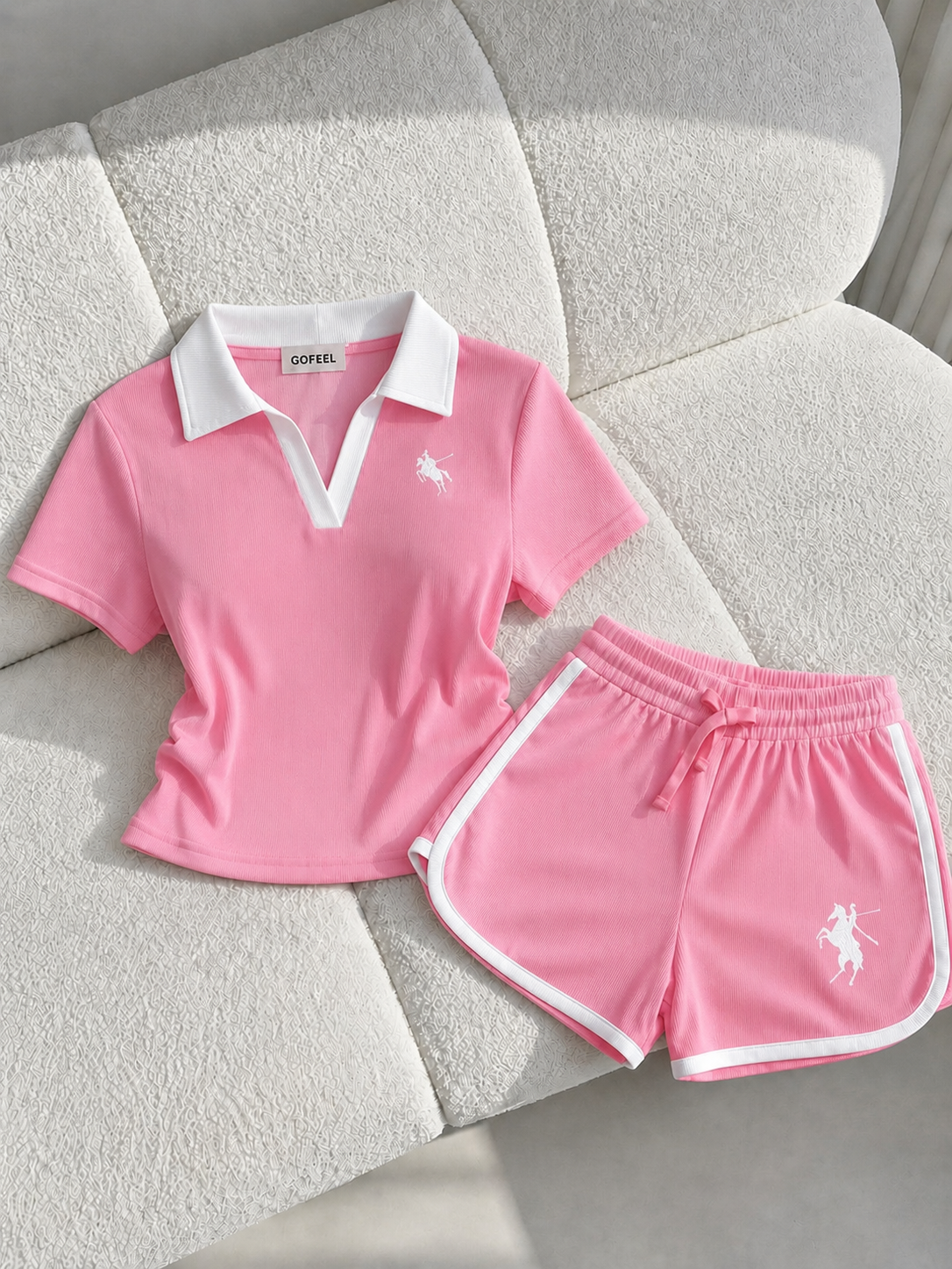 Pembe Fit Polo Yaka Soul Şort Takım