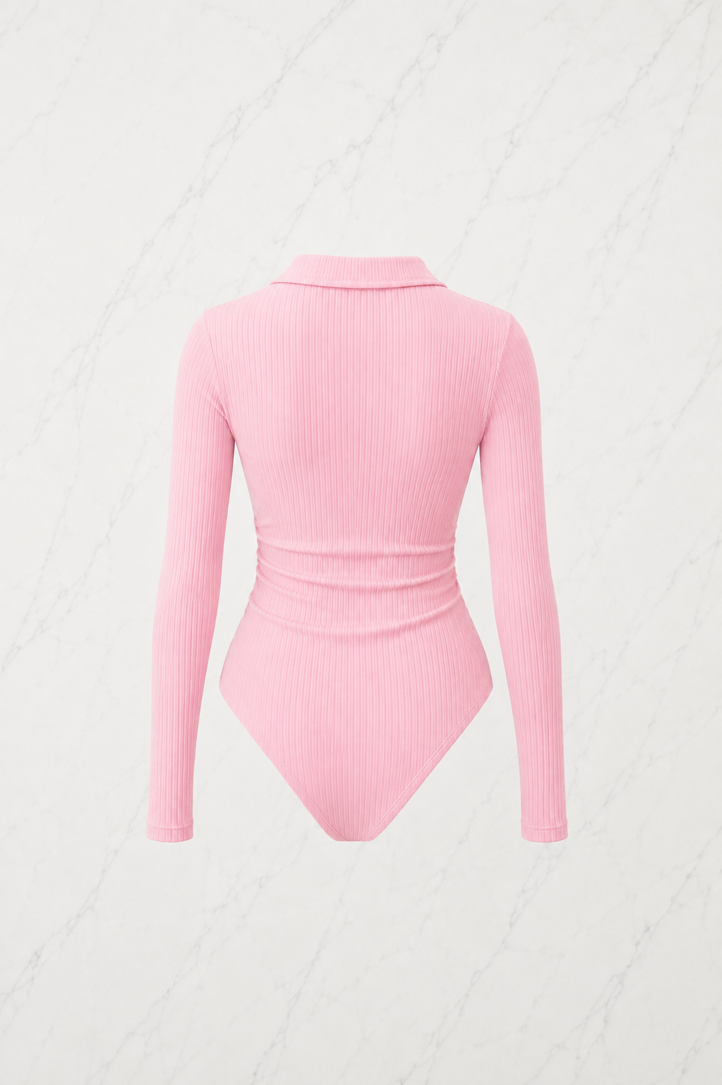 Pembe Steed Polo Yaka Parmak Geçirme Detaylı Bluz