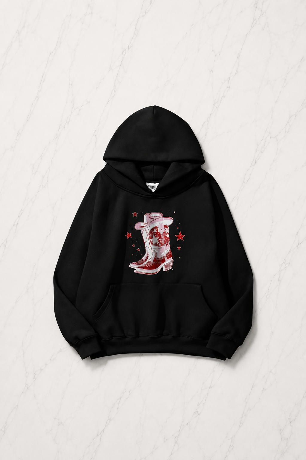 Pink Star Bot Kapüşonlu Oversize Unisex Sweatshirt