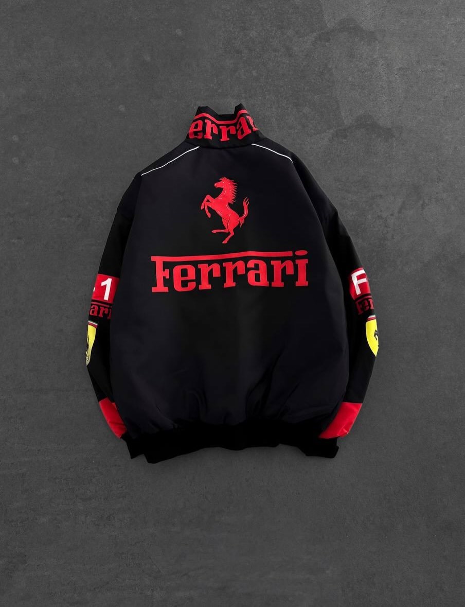 Red Ferrari Desenli Unisex Bomber Ceket