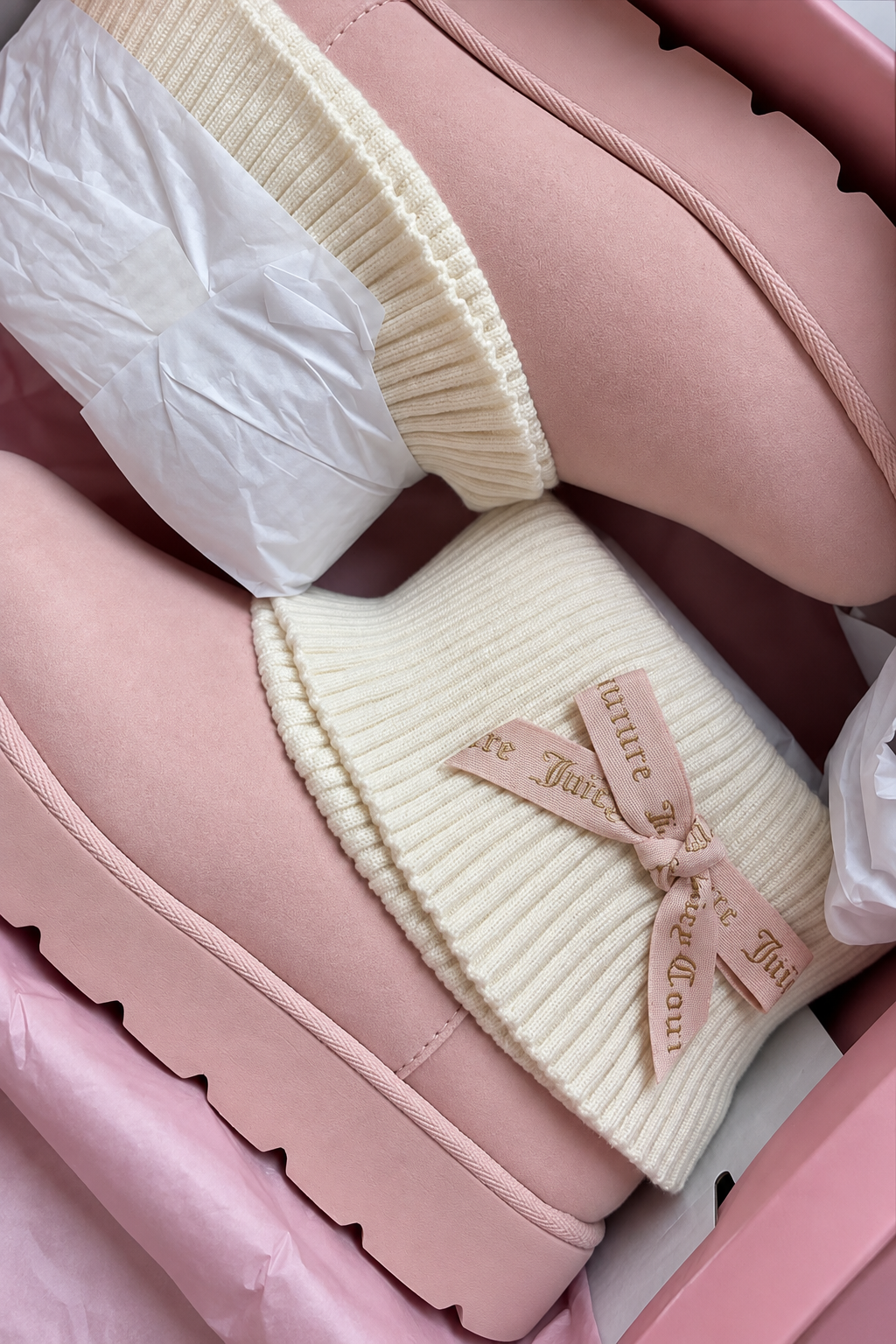 Ribbon Couture Pembe Peluş Dokulu Bot