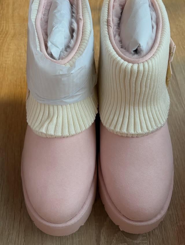 Ribbon Couture Pembe Peluş Dokulu Bot