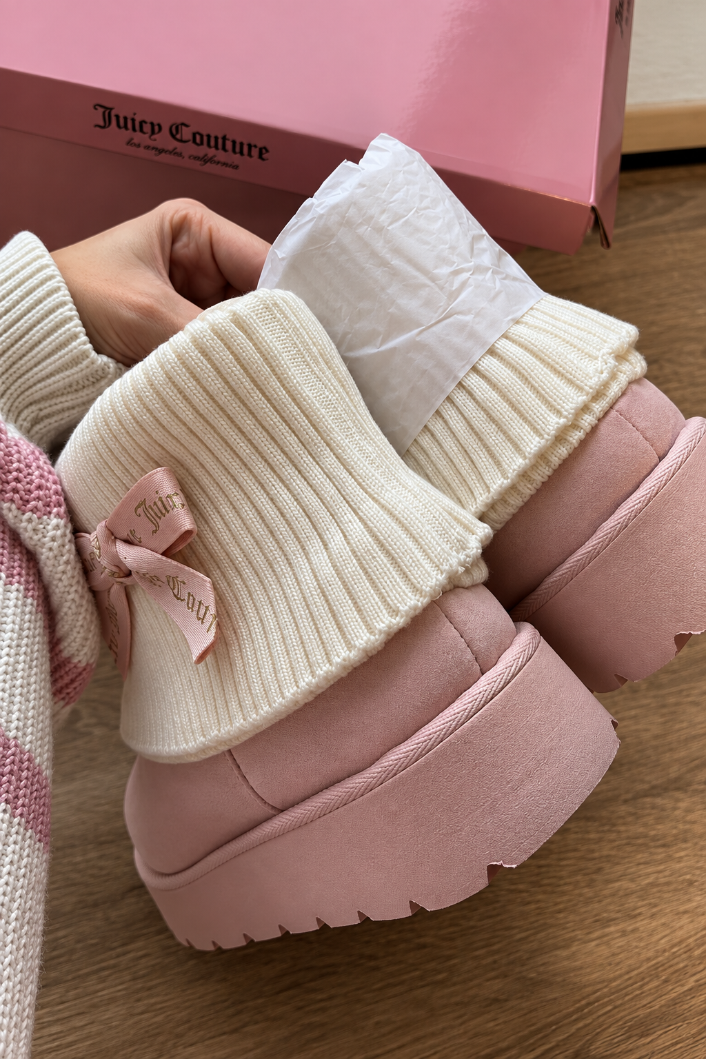 Ribbon Couture Pembe Peluş Dokulu Bot