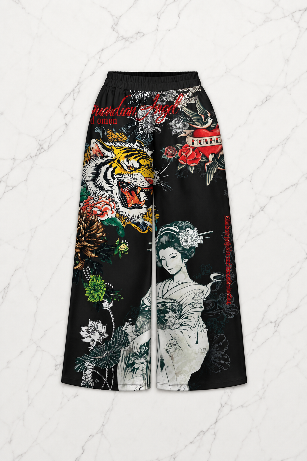 Siyah Flower And Tiger Detaylı Avant Dijital Baskı Eşofman Altı