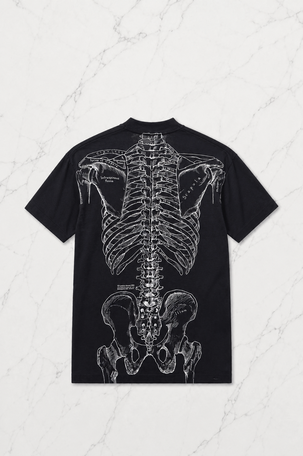 Siyah Gotik Anatomik İskelet Grunge Y2K Unisex T-Shirt
