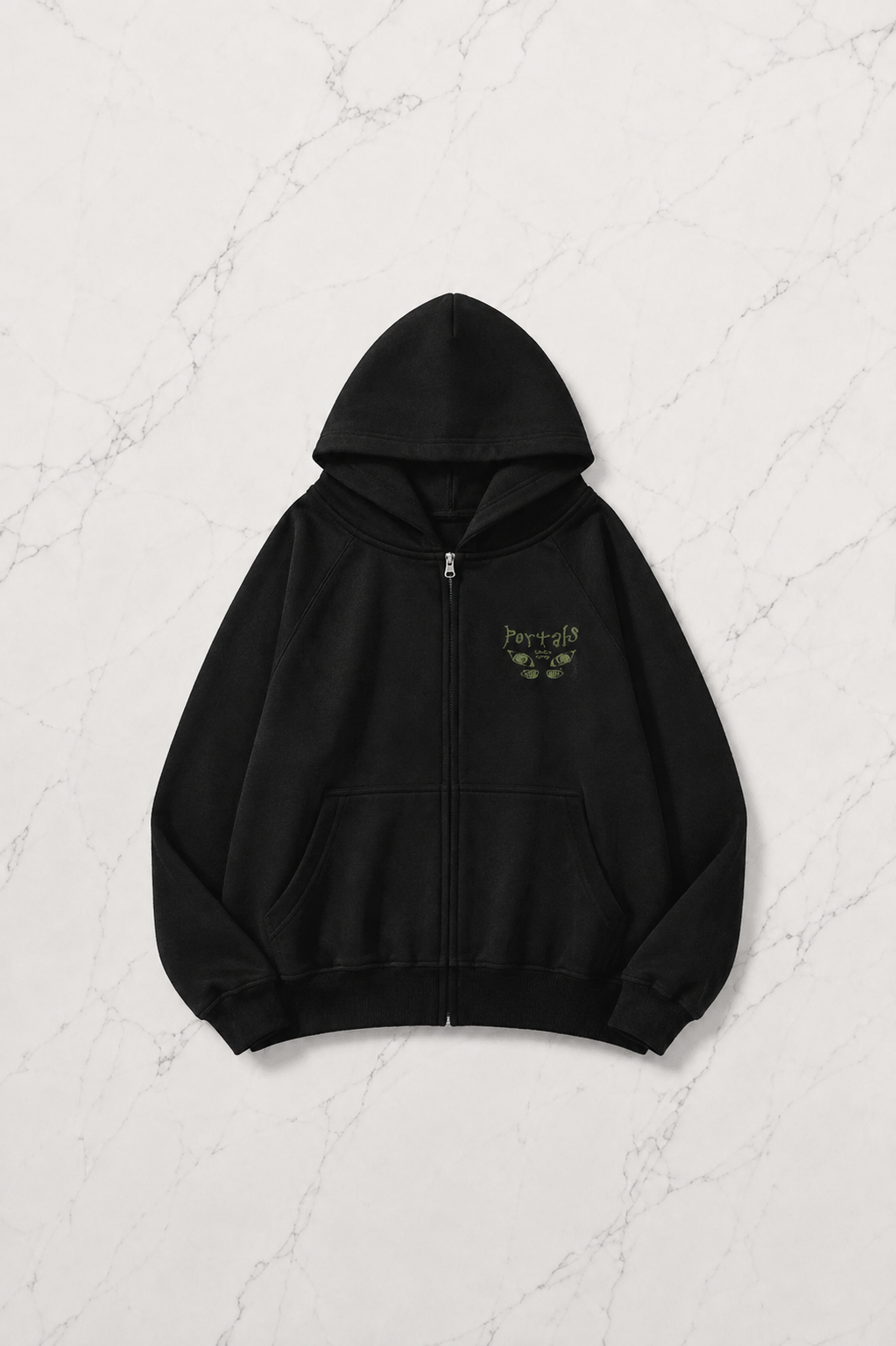 Siyah Melanie Martinez Portals Fermuarlı Kapüşonlu Sweatshirt