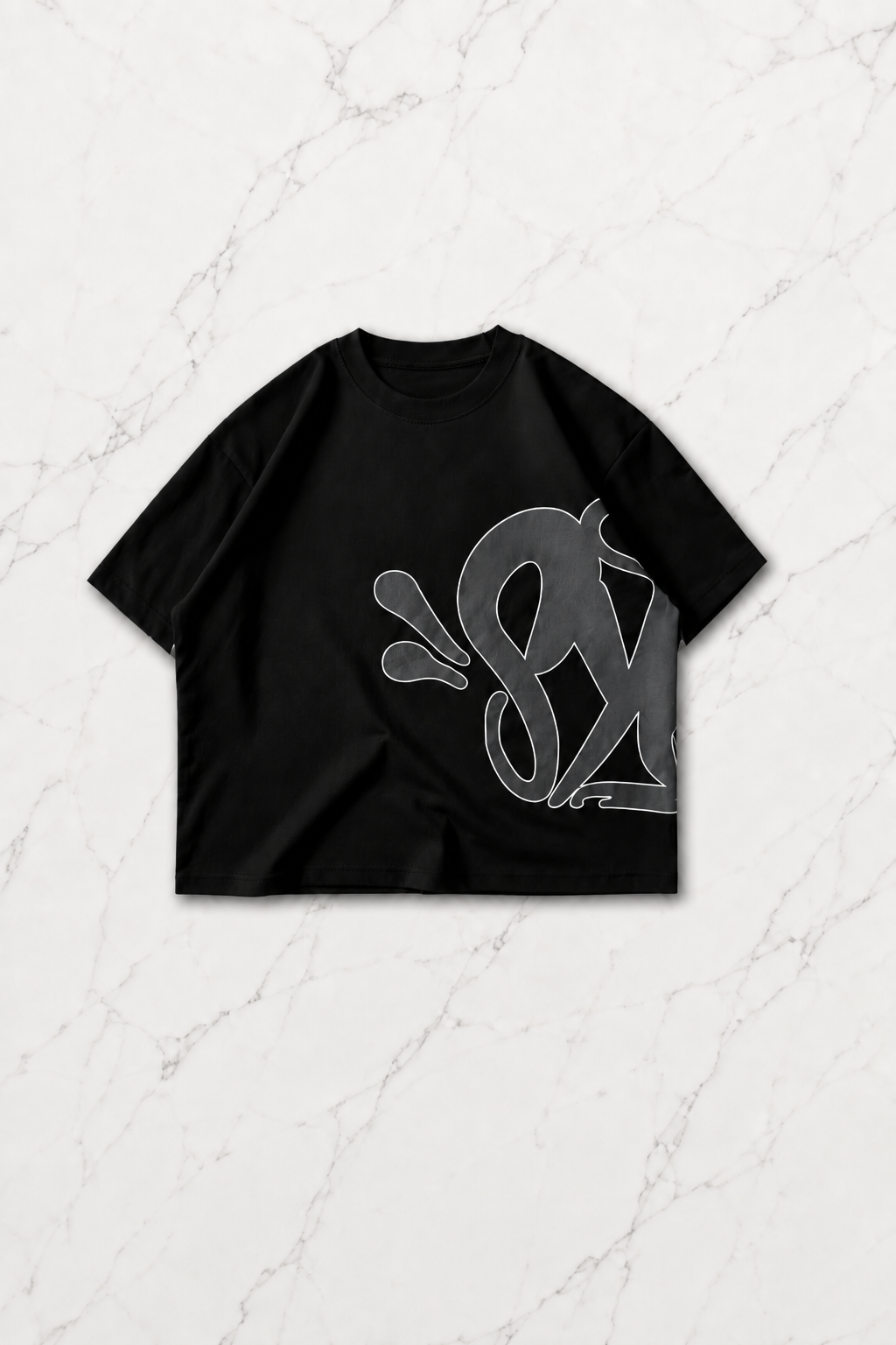 Siyah Street Graffiti Beyaz Unisex T-shirt & Şort Takım