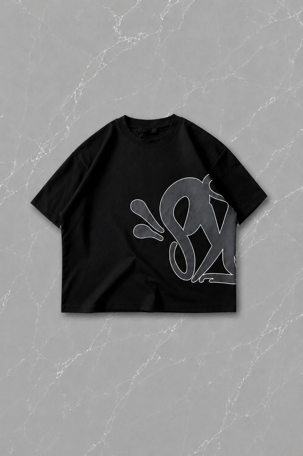 Siyah Street Graffiti Beyaz Unisex T-shirt & Şort Takım